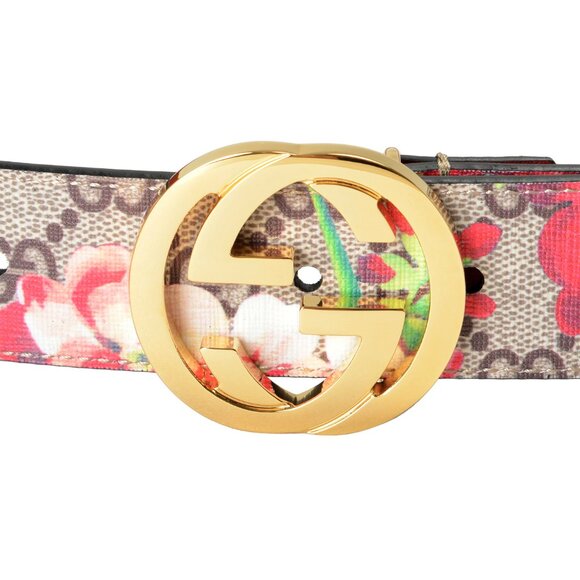 Gucci Guccissima Flower Print Leather Double G Buckle Belt US 40 IT 100 - Picture 3 of 3